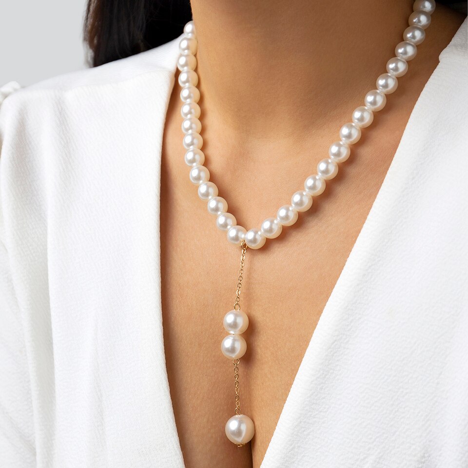 Colar de Pérolas Folheado a Ouro