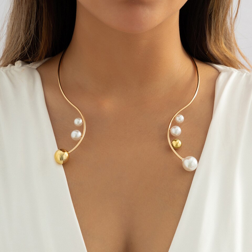 Colar Rocks de Pérola Banhado a Ouro