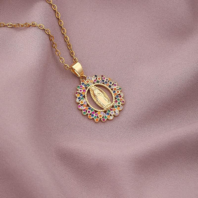 Colar de Virgem Maria Banhado a Ouro 18K