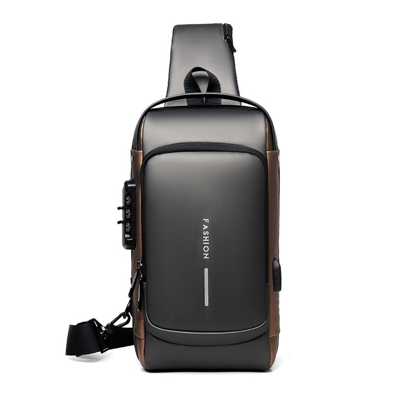 Bolsa de Ombro Crossbody Antifurto com Carregamento USB  e Fibra de Carbono