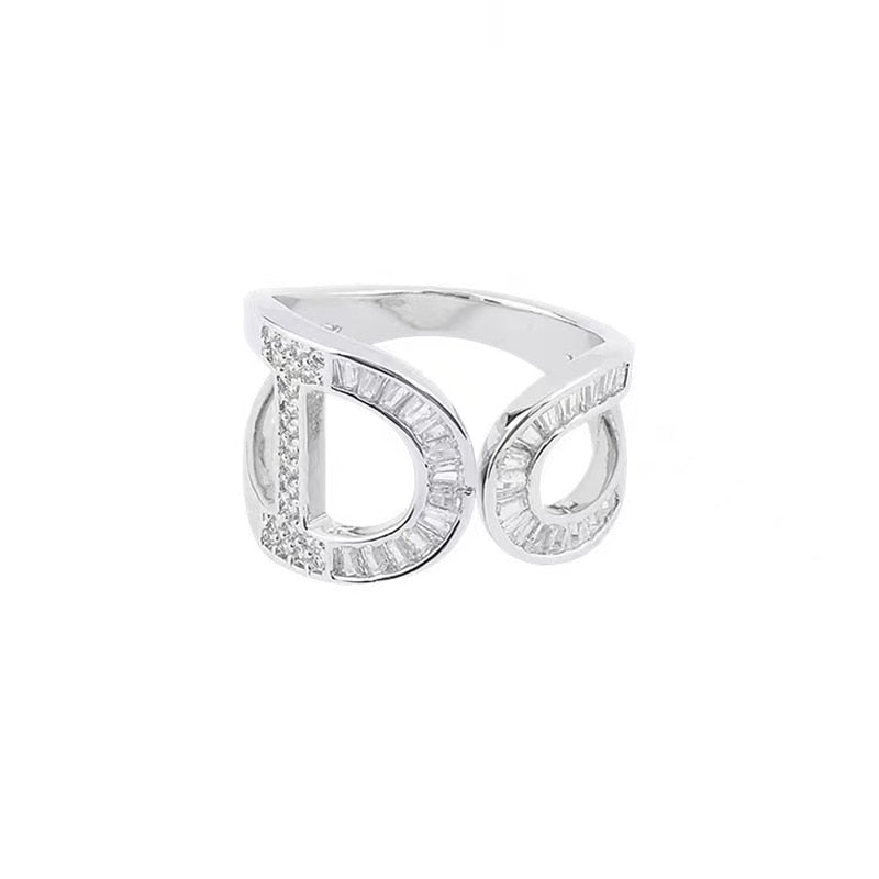 Anel Selena Cristais de Prata 18k