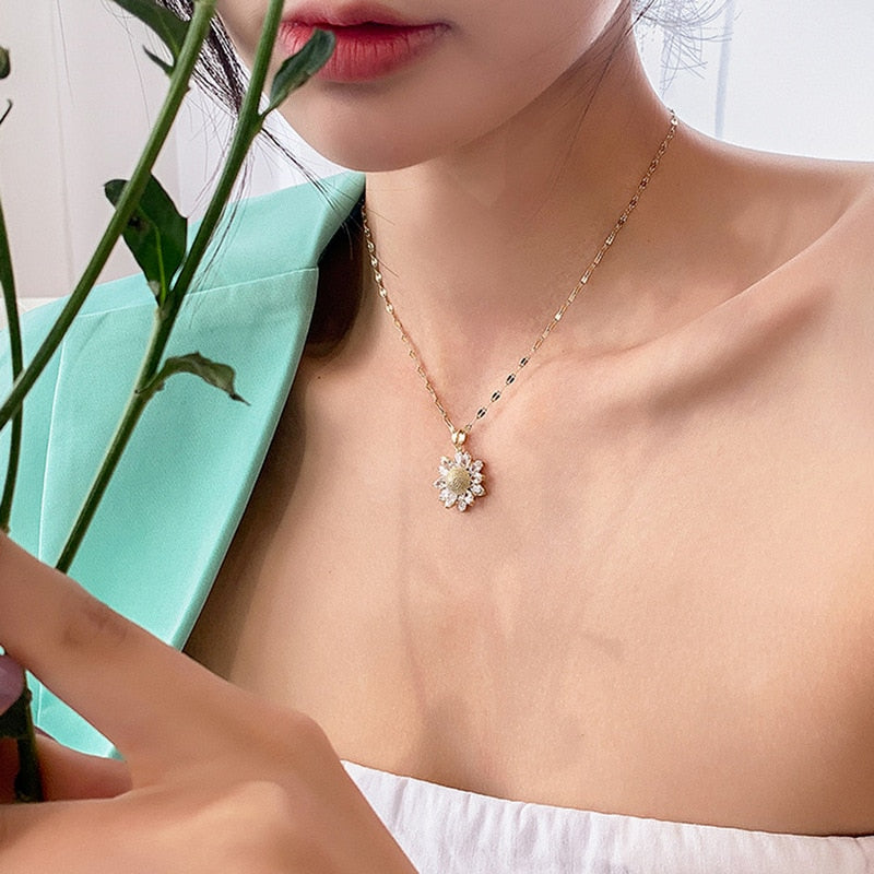 Colar de Girassol Banhado a Ouro 18K