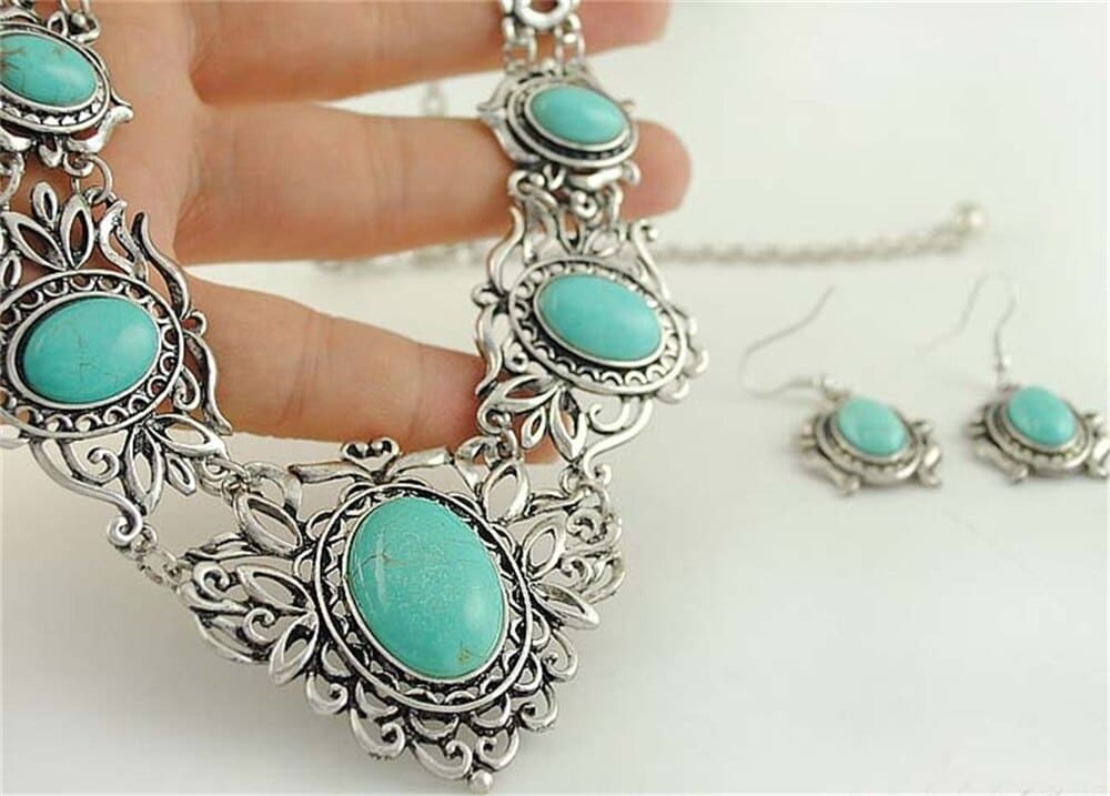 conjunto-joias-colar-brincos-turquesa-tibetana