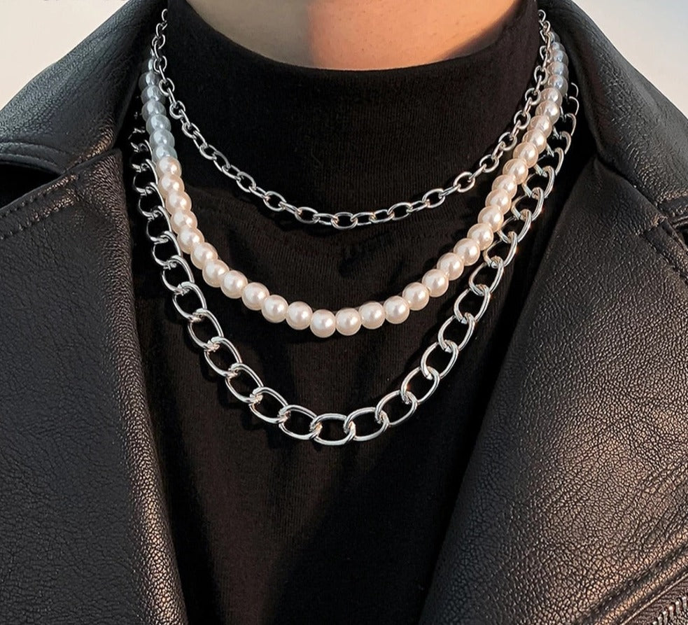 Kit de 3 Colares em Pérola e Prata