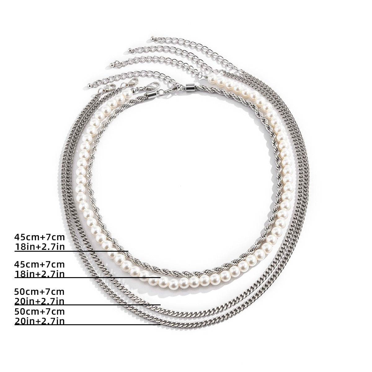 Kit de Colares Pérola e Prata - 4 Peças