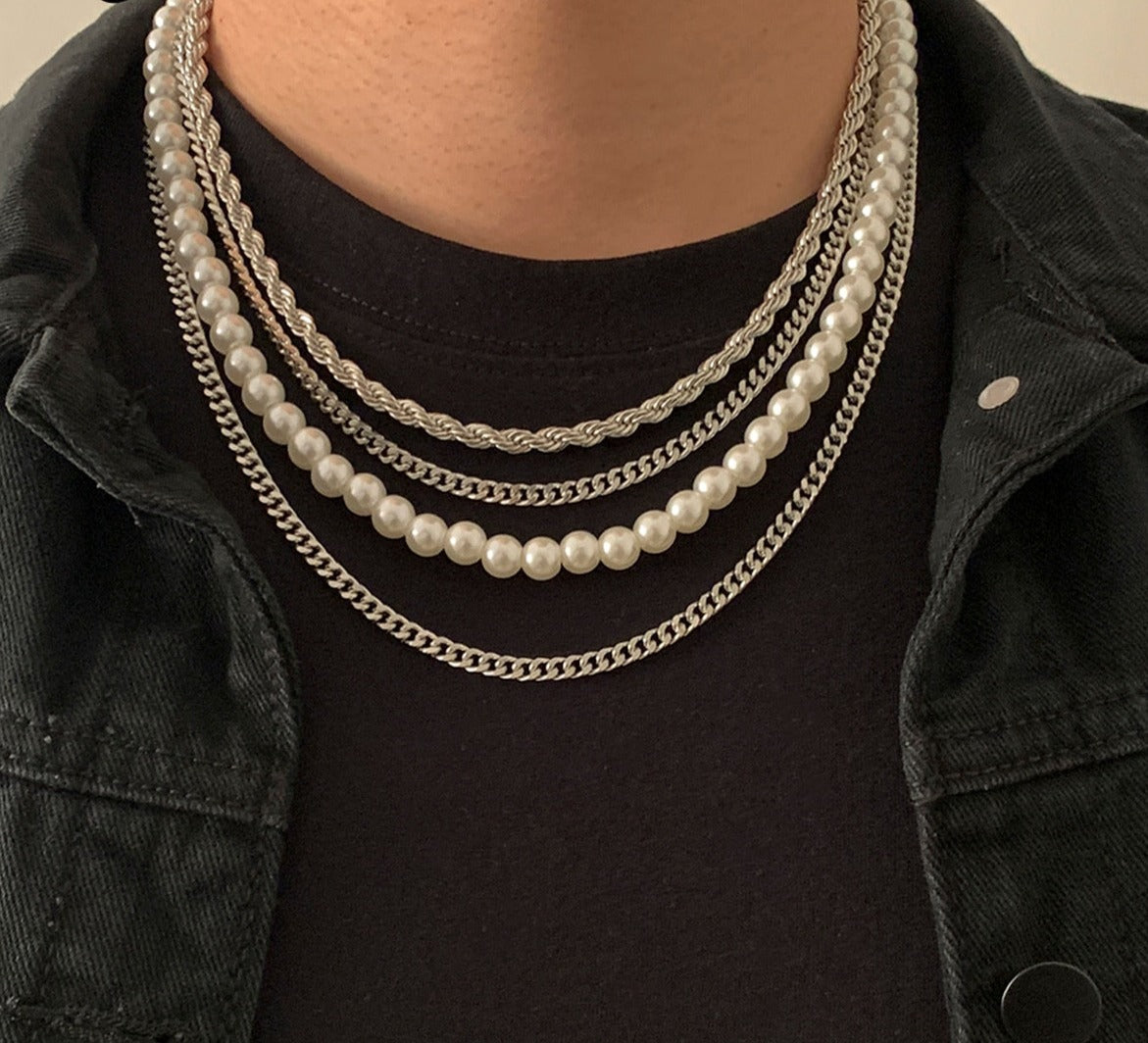 Kit de Colares Pérola e Prata - 4 Peças