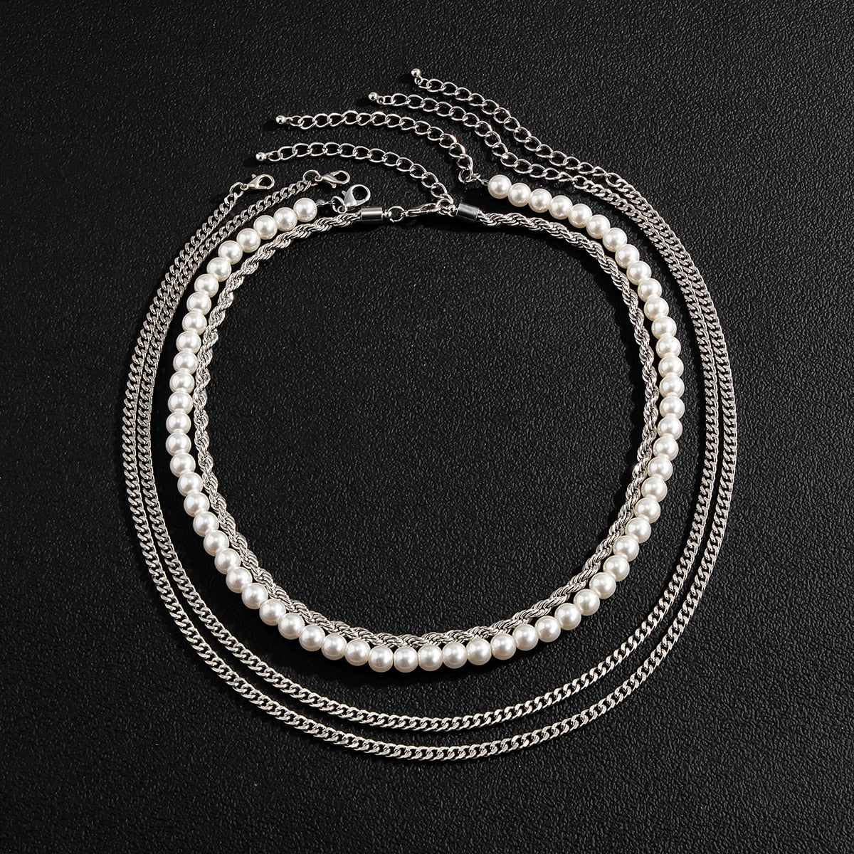 Kit de Colares Pérola e Prata - 4 Peças