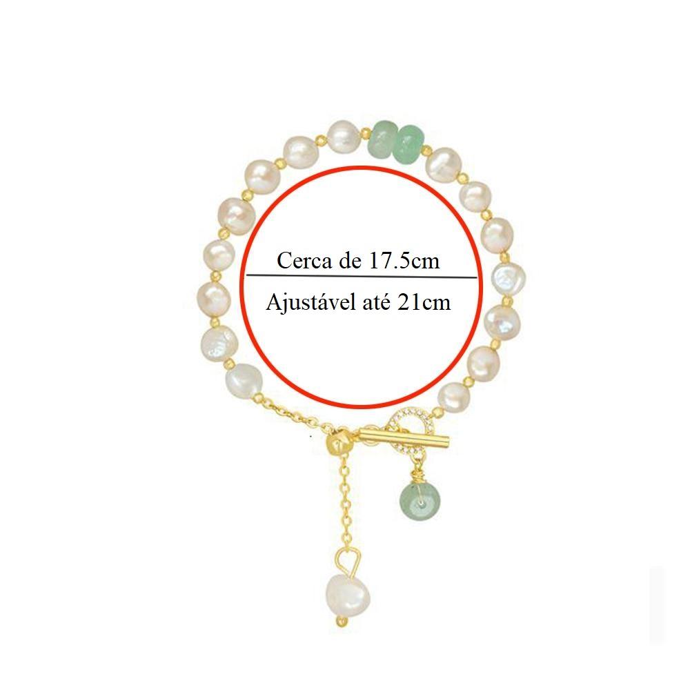 Pulseira de Pérolas Brutas com Pedras Naturais