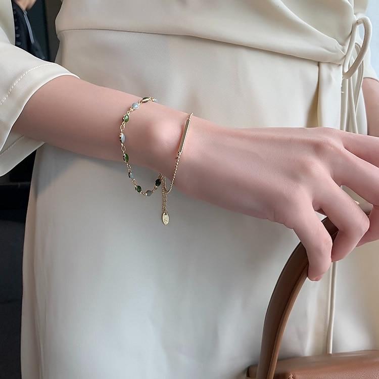 Pulseiras de Cristais Banhada a Ouro 18K