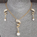 Conjunto com Pérola e Zircônia Folheado a Ouro