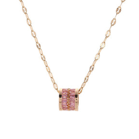 Colar Cilindro de Cristais Banhado a Ouro 18K