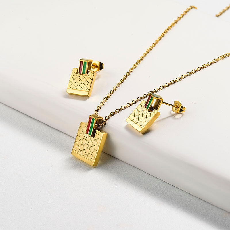 Conjunto Colar e Brinco Banhado Firenzi