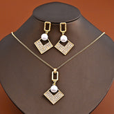 Conjunto Colar e Brinco Prata 925 e Pingente de Pérola