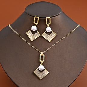 Conjunto Colar e Brinco Prata 925 e Pingente de Pérola