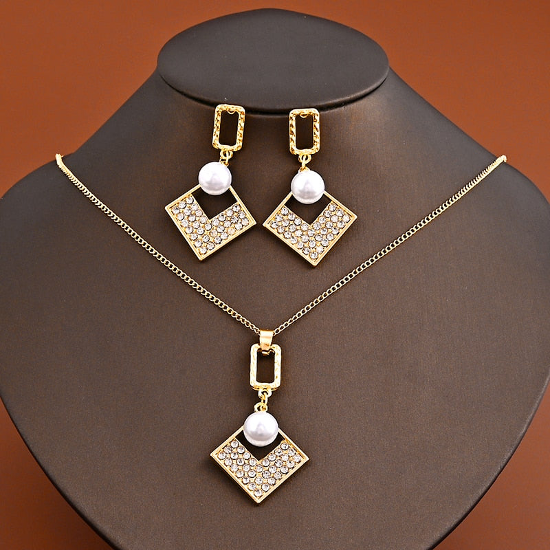 Conjunto Colar e Brinco Prata 925 e Pingente de Pérola