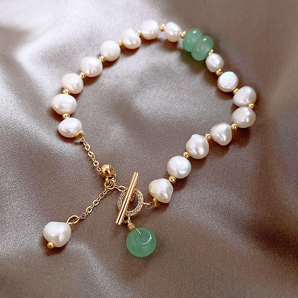 Pulseira de Pérolas Brutas com Pedras Naturais