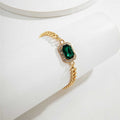 Pulseira Esmeralda e Cristais de Zircônia - Banhada a Ouro 18 K