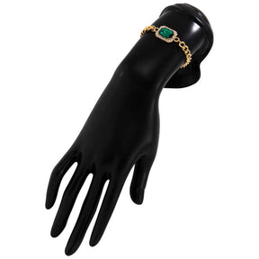 Pulseira Esmeralda e Cristais de Zircônia - Banhada a Ouro 18 K