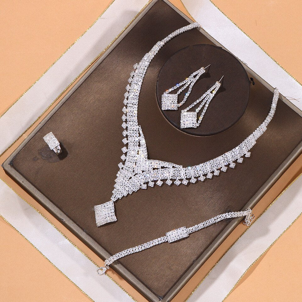 Conjunto 4 Peças em Prata 925 com Zircônia