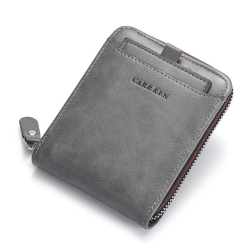 Carteira de Couro Masculina Carr Ken com Zíper Slim