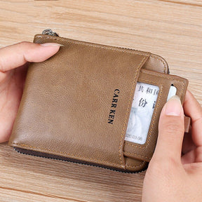 Carteira de Couro Masculina Carr Ken com Zíper Slim