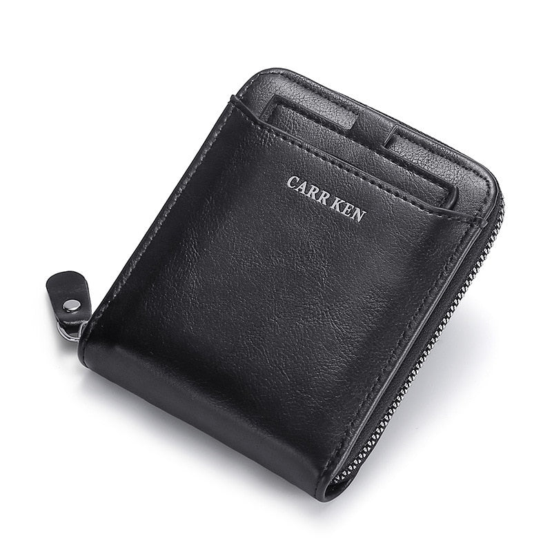 Carteira de Couro Masculina Carr Ken com Zíper Slim