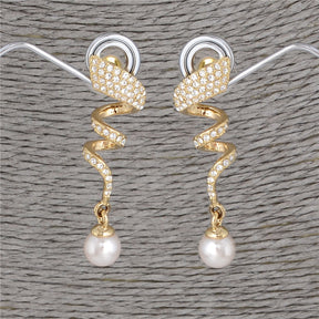Conjunto com Pérola e Zircônia Folheado a Ouro