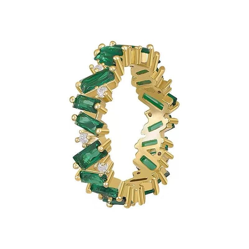 Anel de Esmeralda Coroado 18K