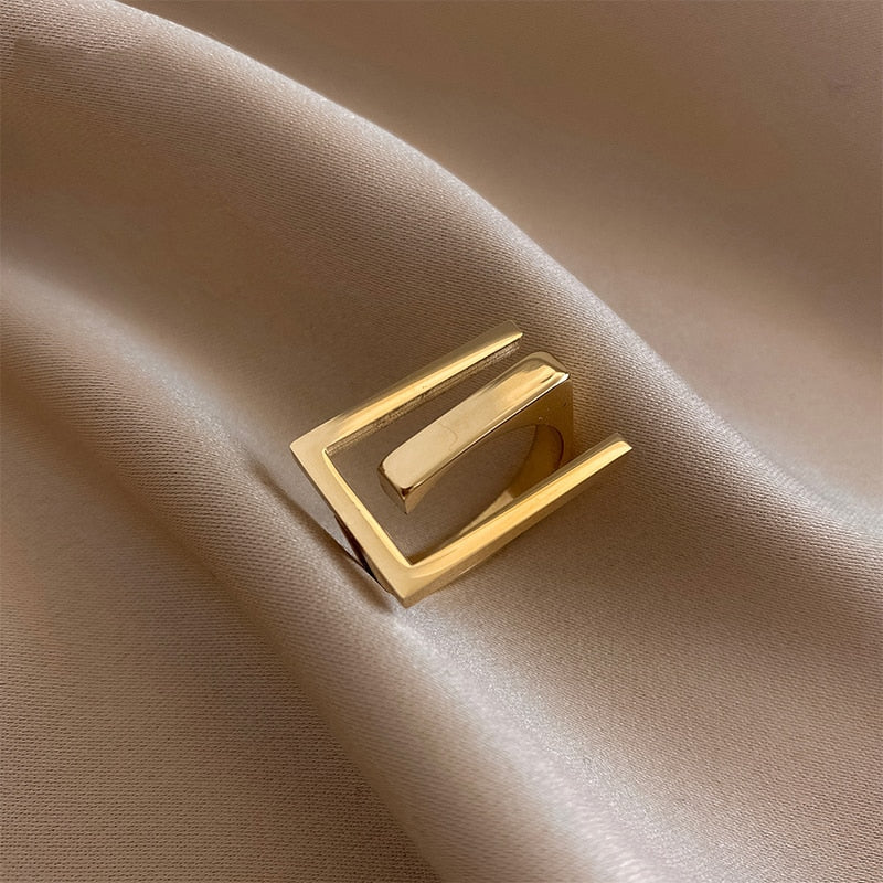 Anel Geometric Banhado 18K