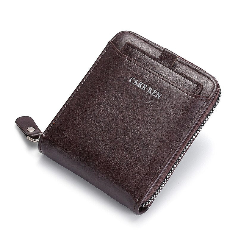 Carteira de Couro Masculina Carr Ken com Zíper Slim