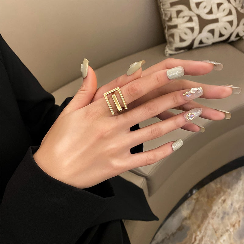 Anel Geometric Banhado 18K