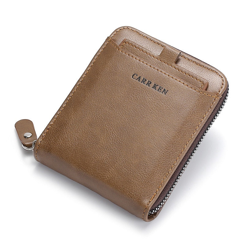 Carteira de Couro Masculina Carr Ken com Zíper Slim
