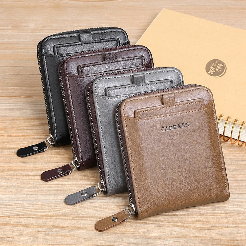 Carteira de Couro Masculina Carr Ken com Zíper Slim