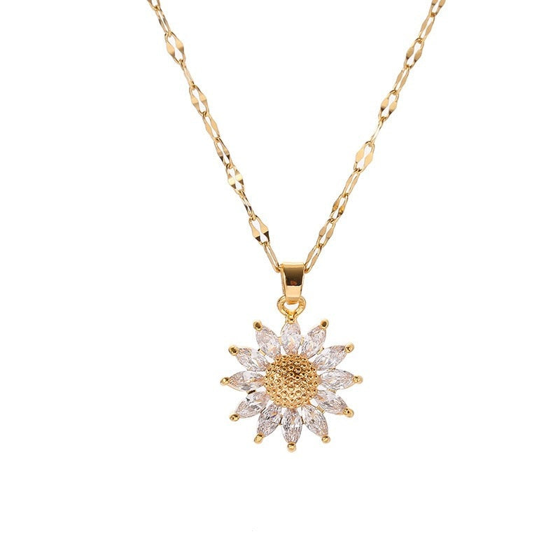 Colar de Girassol Banhado a Ouro 18K