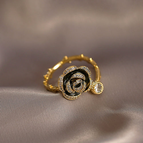 Anel de Cristal Rosa Negra
