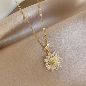 Colar de Girassol Banhado a Ouro 18K