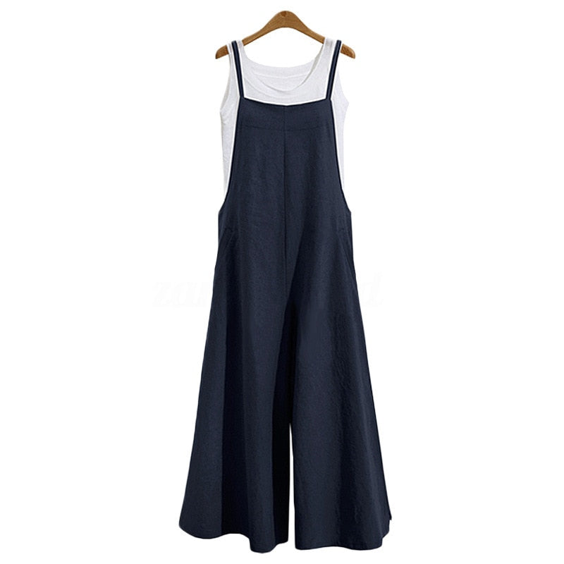 Macacão Casual Feminino Oversized Sem Mangas