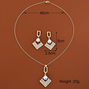 Conjunto Colar e Brinco Prata 925 e Pingente de Pérola