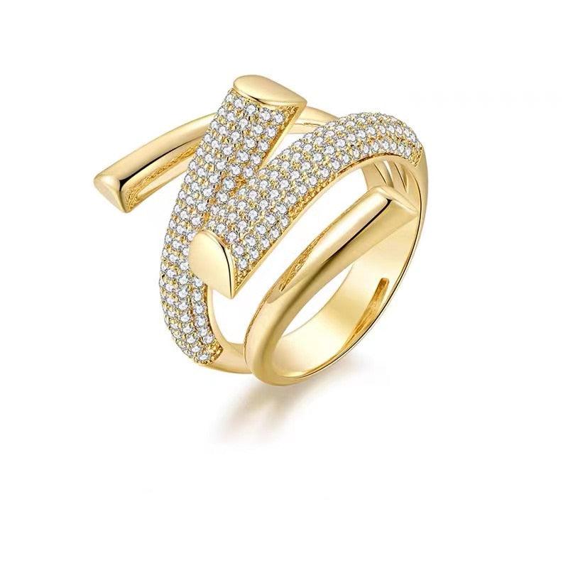Anel Involt Cravejado e Banhado 18K