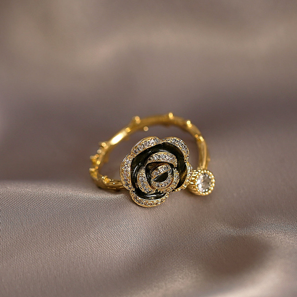 Anel de Cristal Rosa Negra
