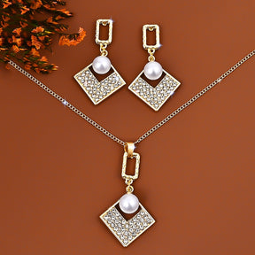 Conjunto Colar e Brinco Prata 925 e Pingente de Pérola