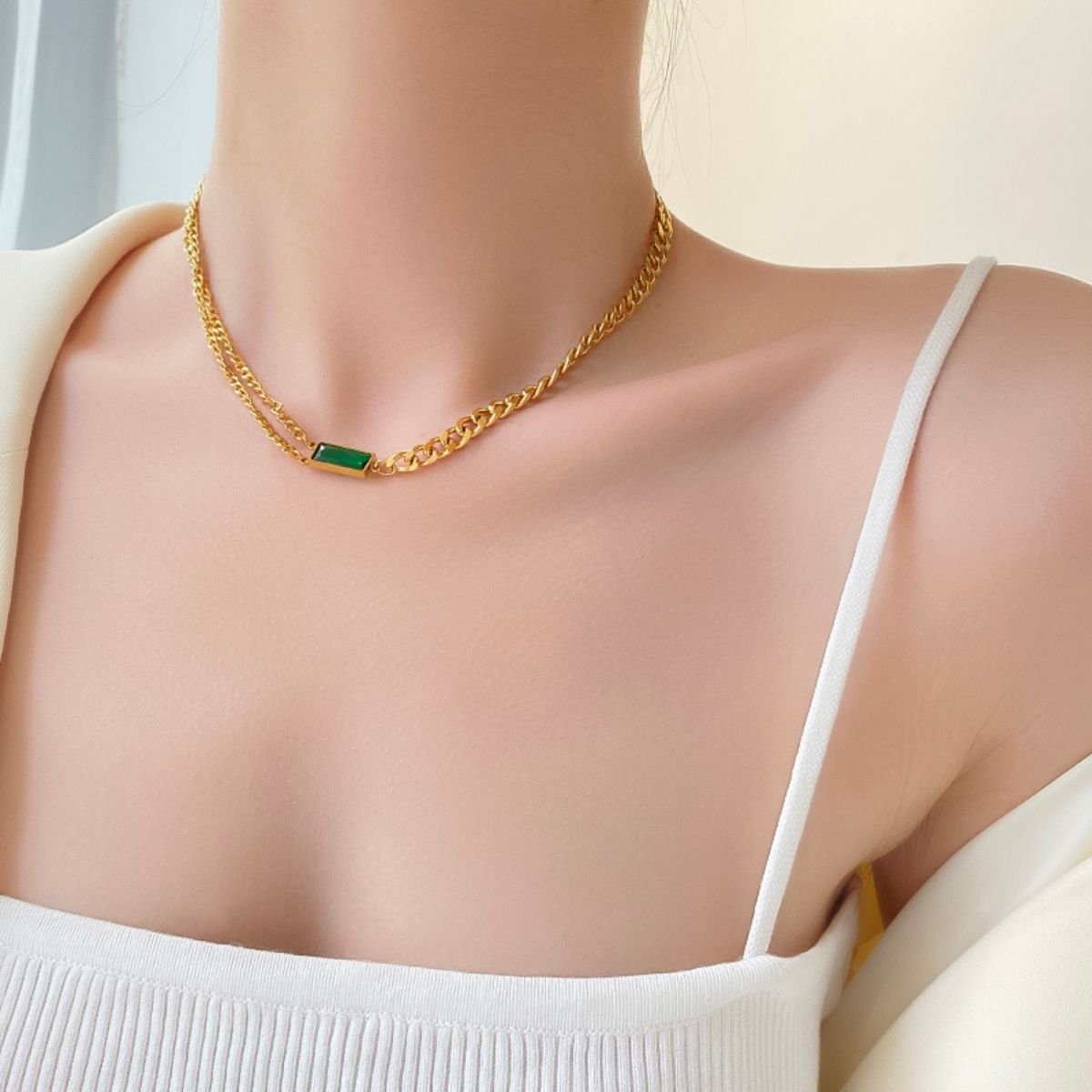 Conjunto Prime Esmeralda - Brinco, Colar e Pulseira